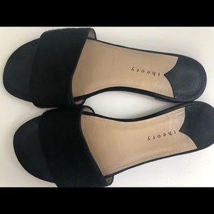 Minimalist Theory Slides Mules Calf Hair Black